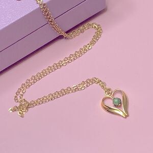 💛 Vintage 12k Gold Filled Jade Heart Necklace